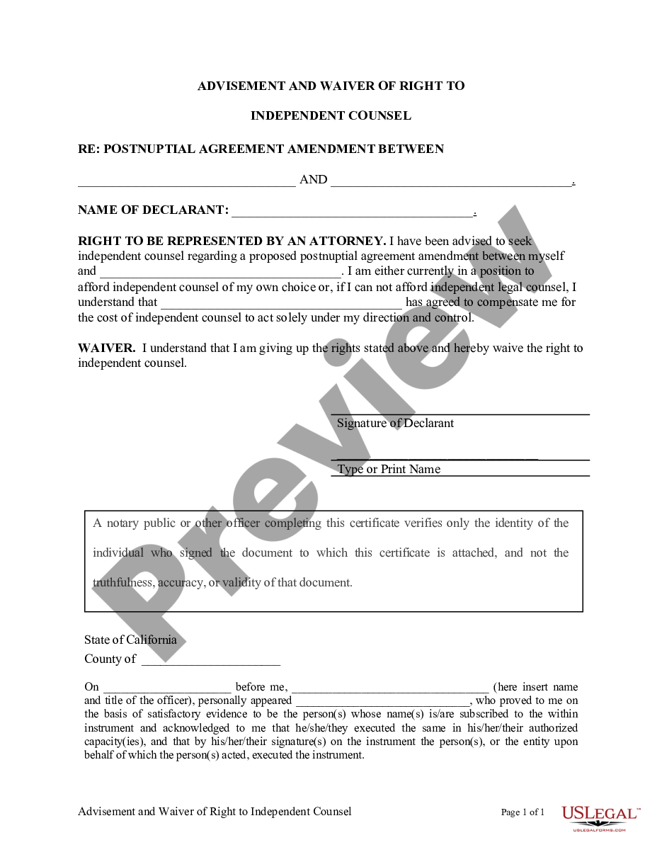 page 3 Amendment to Postnuptial Property Agreement - California preview