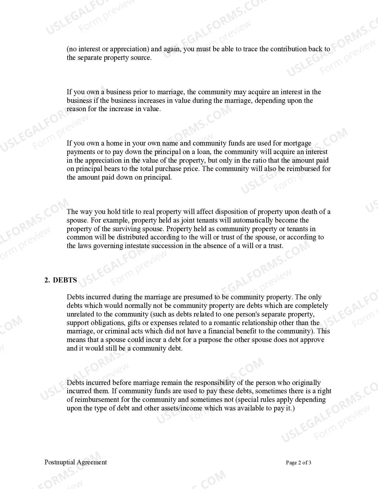 Preview Amendment to Postnuptial Property Agreement