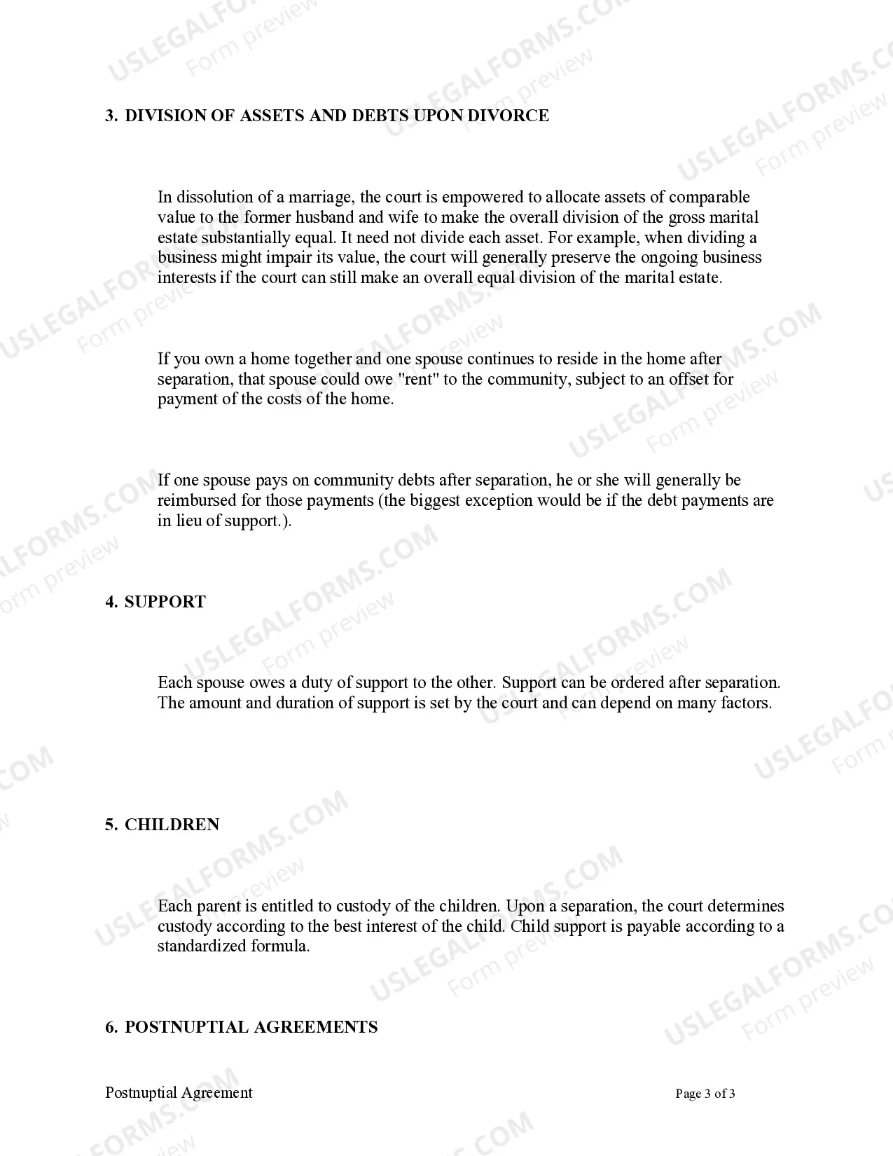 Preview Amendment to Postnuptial Property Agreement