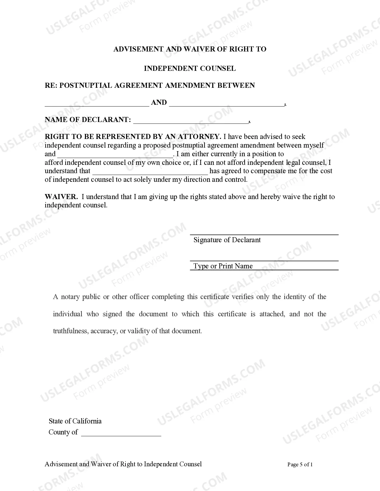 Preview Amendment to Postnuptial Property Agreement