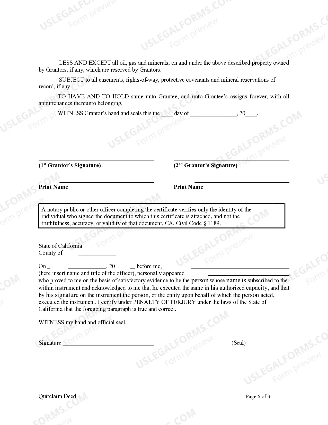 Preview Quitclaim Deed from Husband and Wife to an Individual