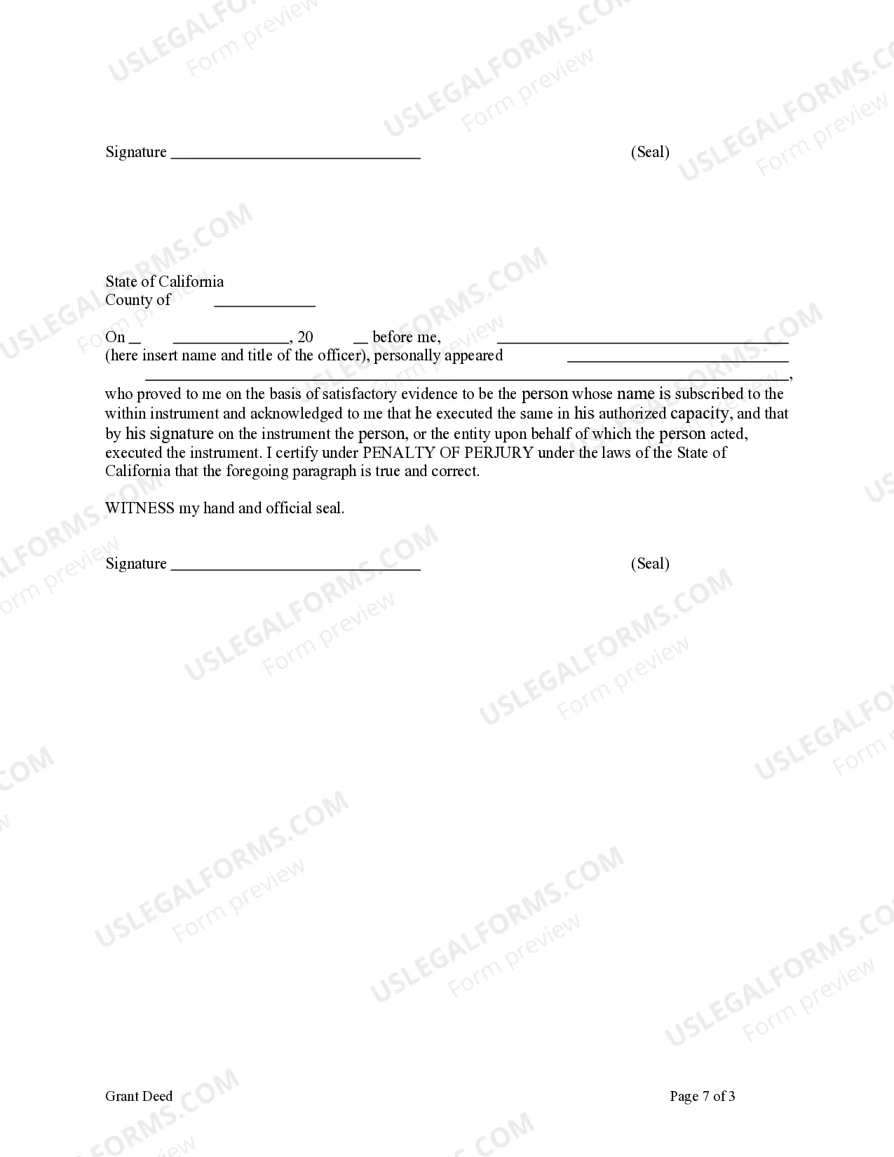 Preview Grant Deed from Husband and Wife to an Individual