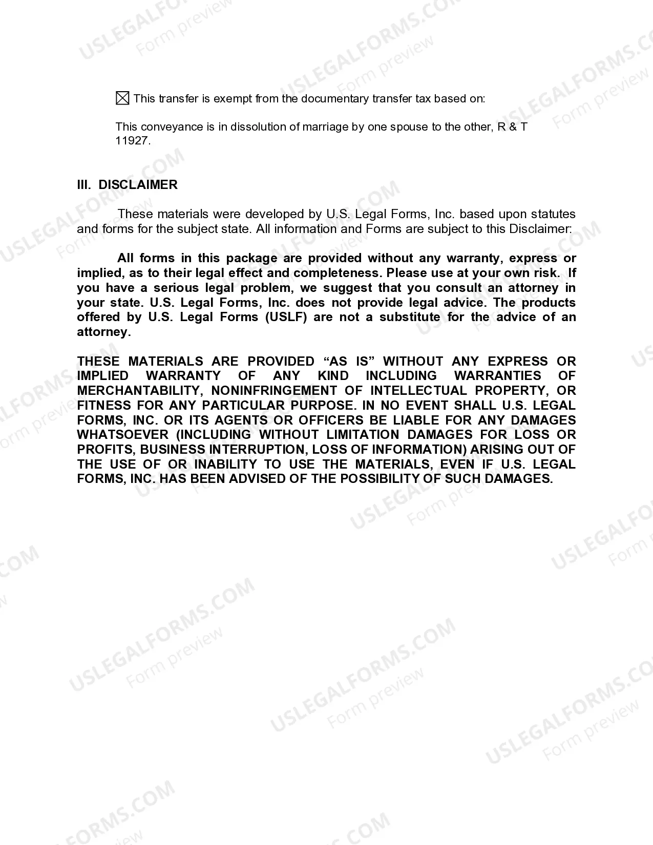 Preview Quitclaim Deed - Husband and Wife to Trust