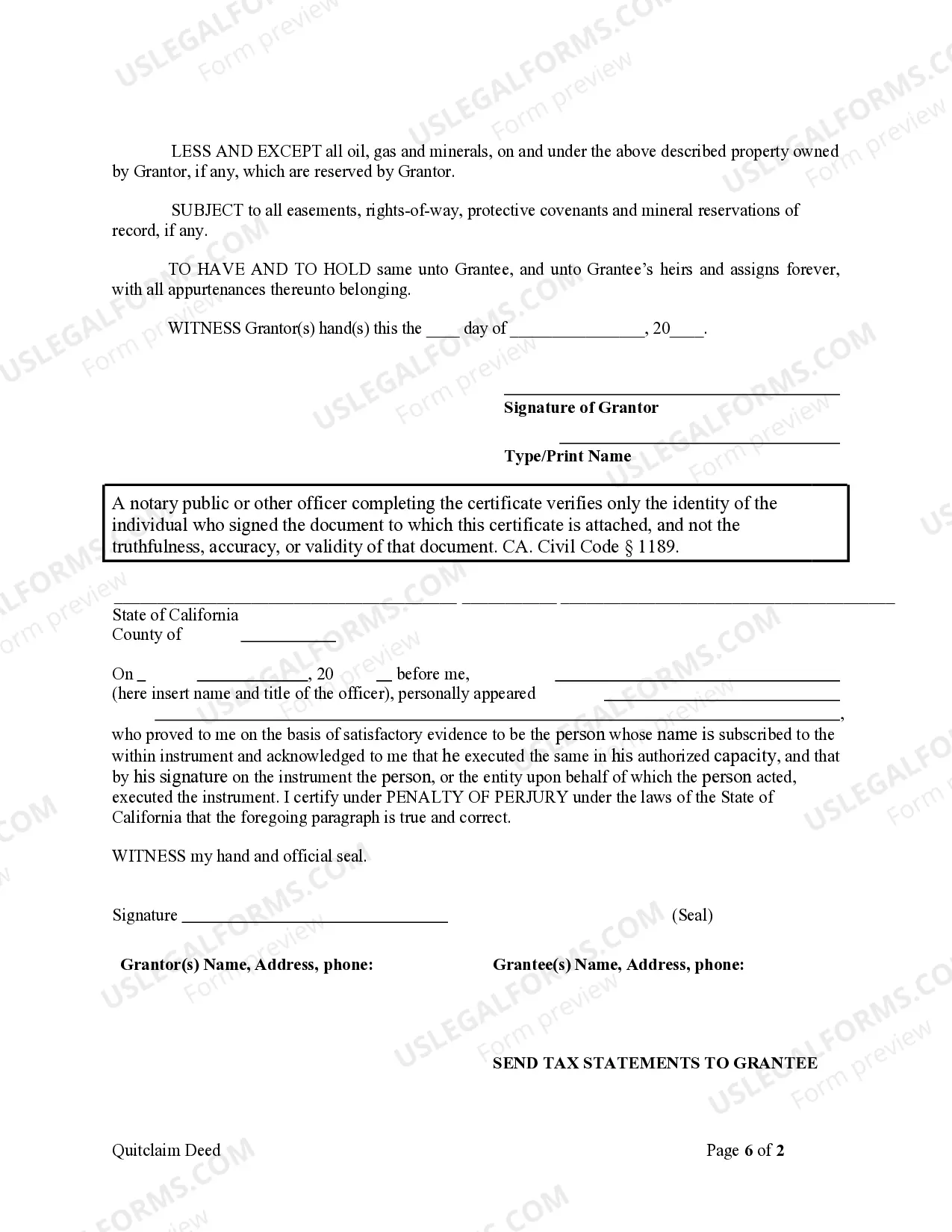 Preview Quitclaim Deed from Individual to Individual