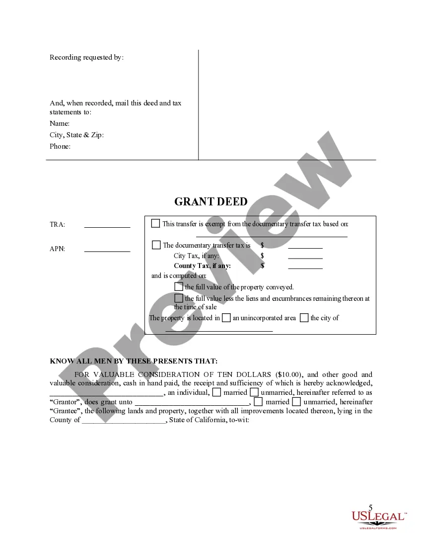 Preview Grant Deed from Individual to Individual