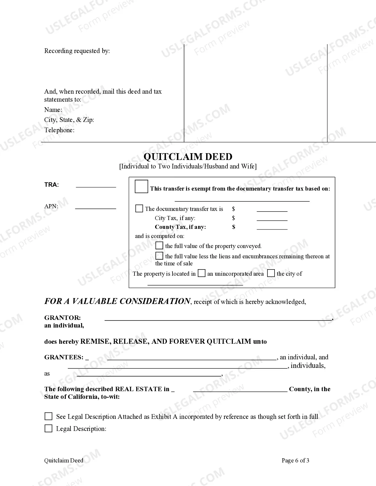 Preview Enhanced Life Estate or Lady Bird Quitclaim Deed from Individual to Two Individuals or Husband and Wife