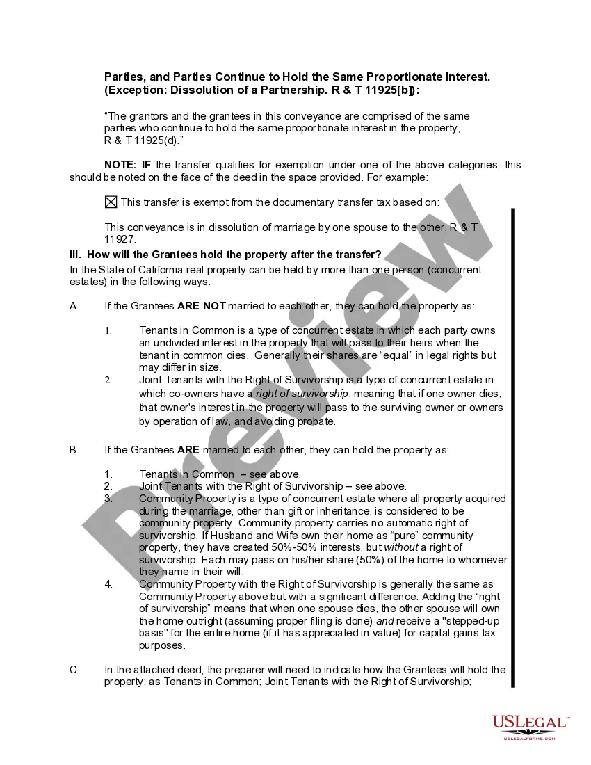 Preview Enhanced Life Estate or Lady Bird Grant Deed from Individual to Two Individuals or Husband and Wife