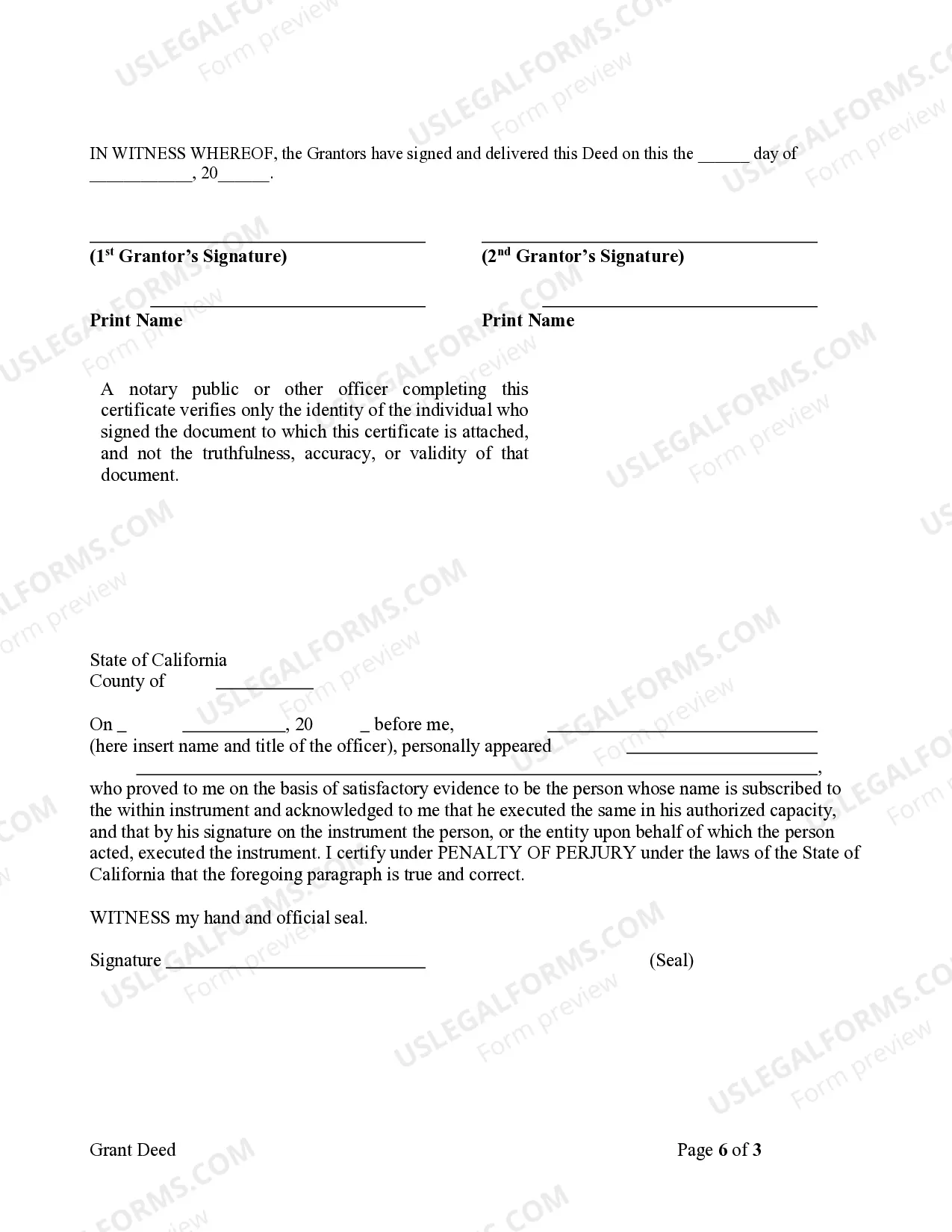 Preview Grant Deed - Husband and Wife to Individual