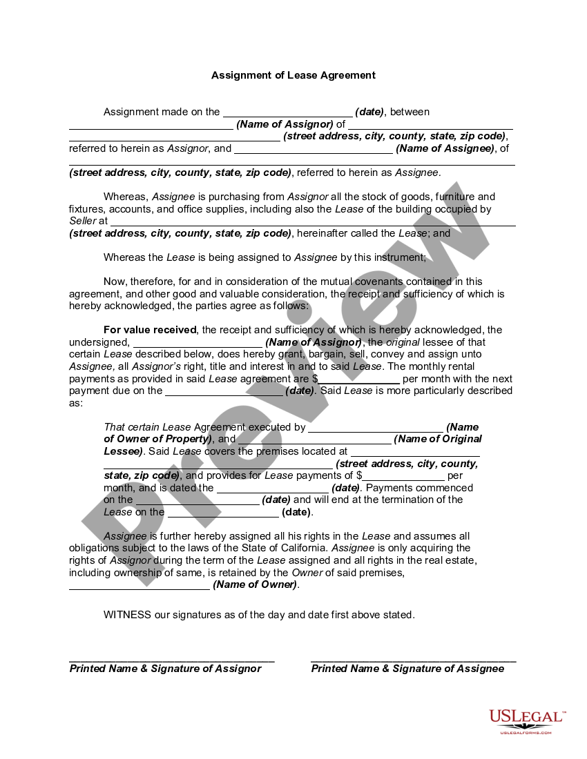 assignment of lease description