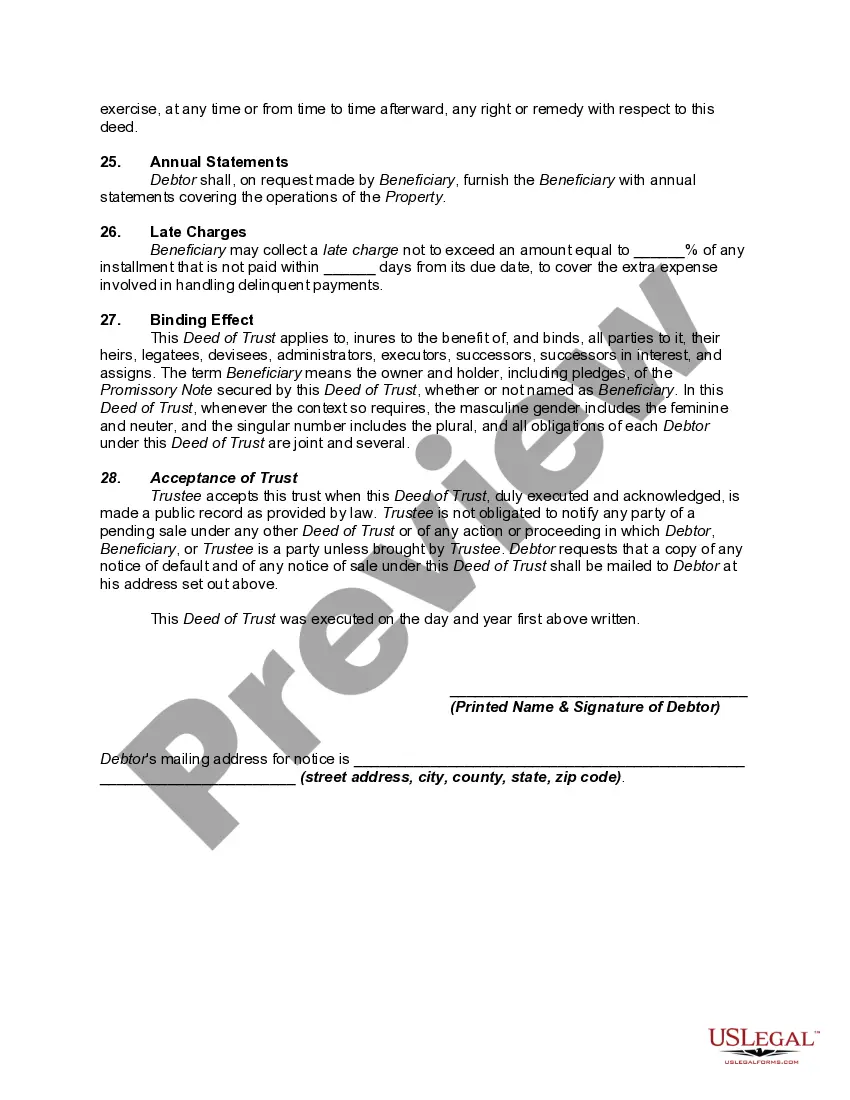 Get California Deed of Trust Securing a Debt between Individuals Preview California Deed of Trust Securing a Debt between Individuals