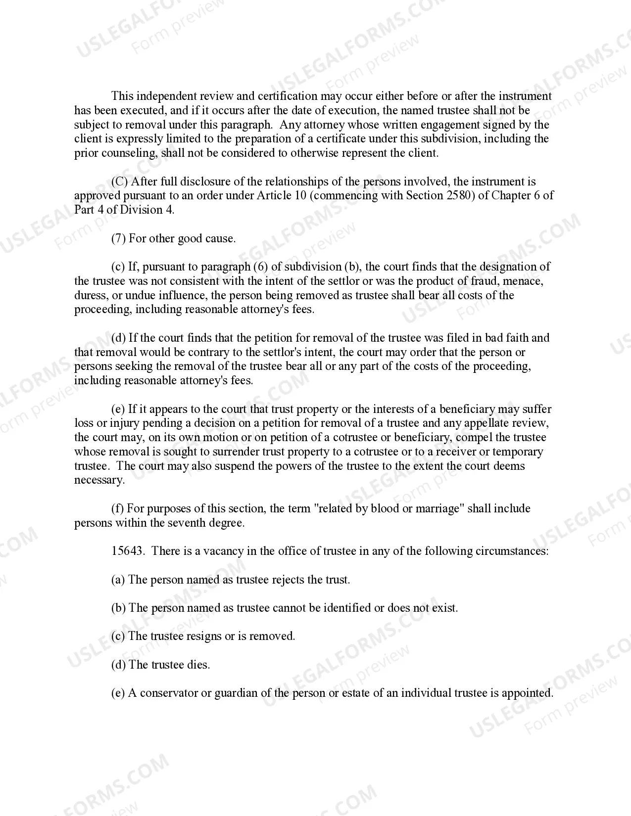 Preview Certificate of Independent Review of Trust Designation