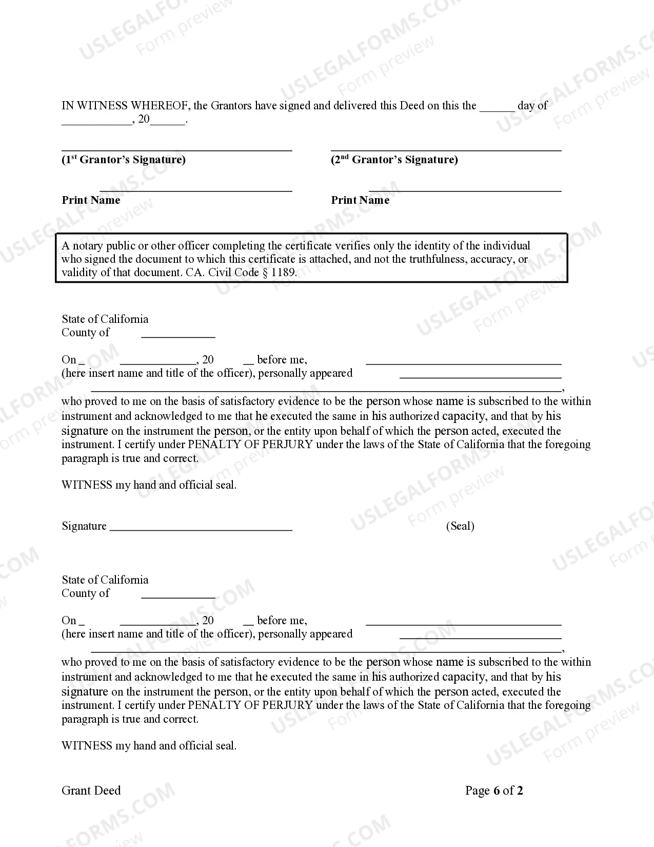 Preview Grant Deed - Husband and Wife to Two Individuals