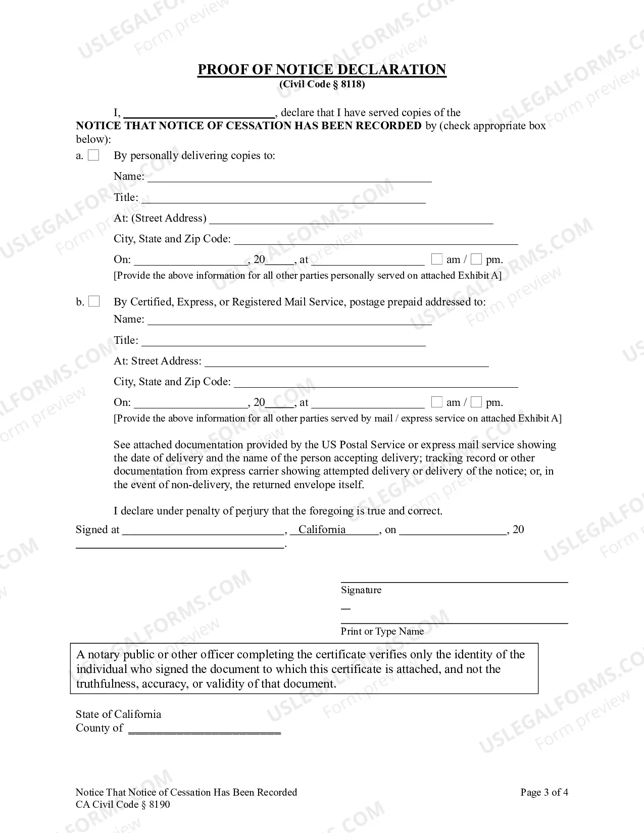 Preview Notice that Notice of Cessation Has Been Recorded - Corporation