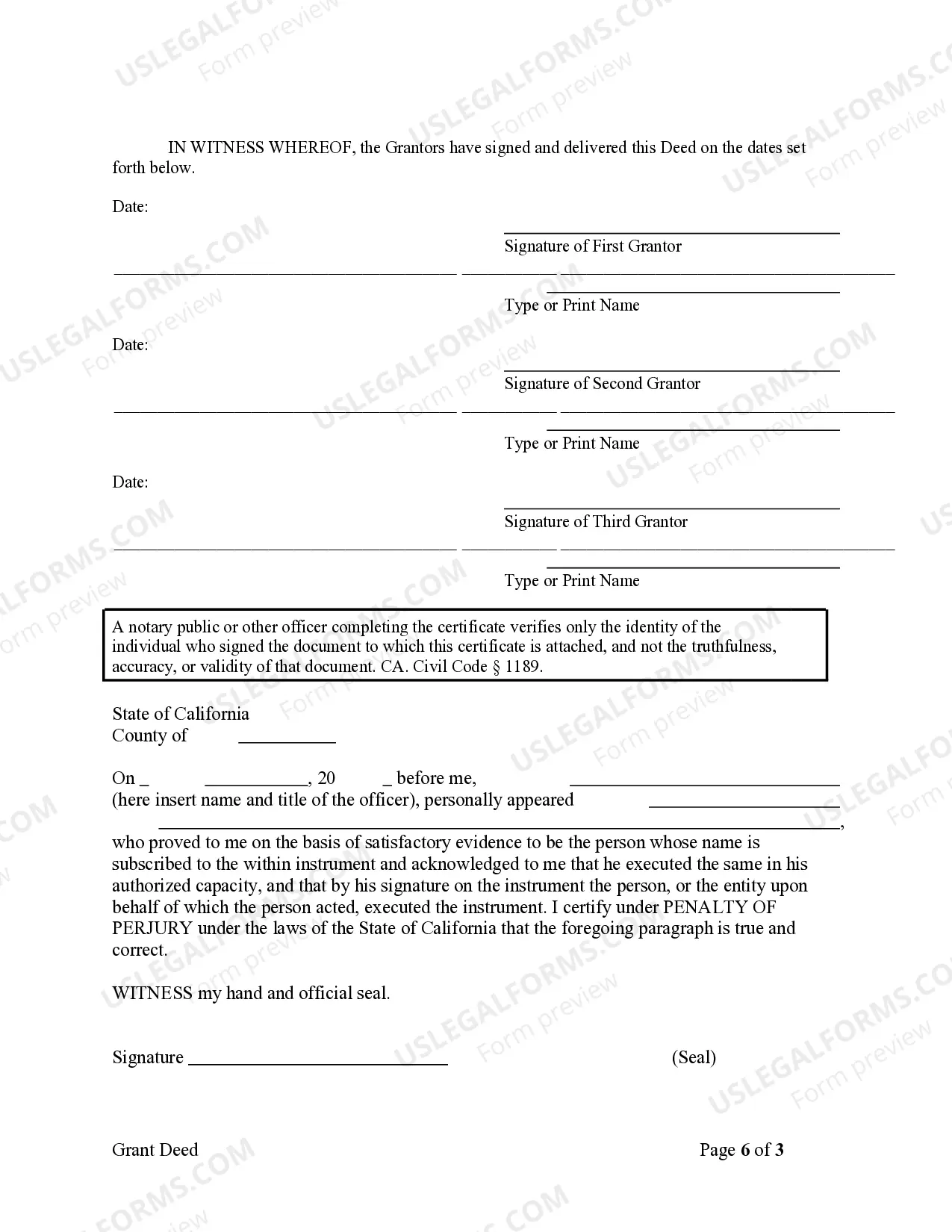 Preview Grant Deed - Three Individuals to Trust