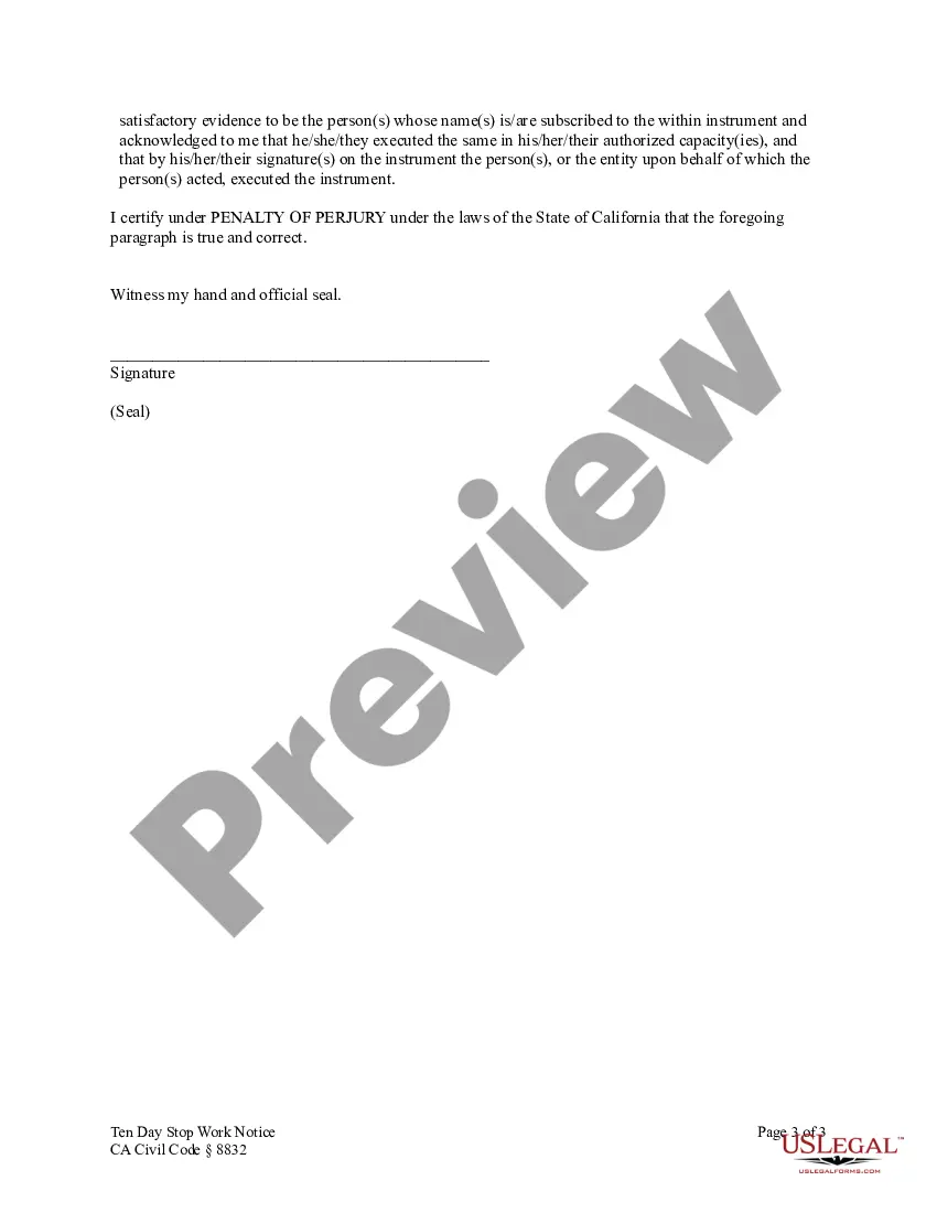 Preview 10-Day Stop Work Order - Corporation