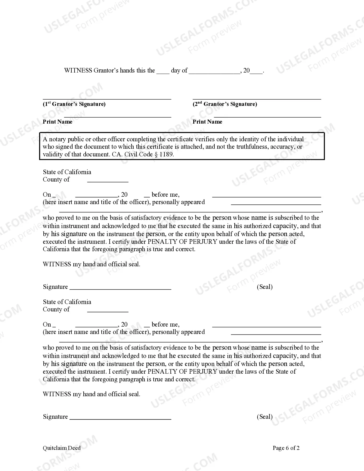 Preview Quitclaim Deed - Husband and Wife to Trust