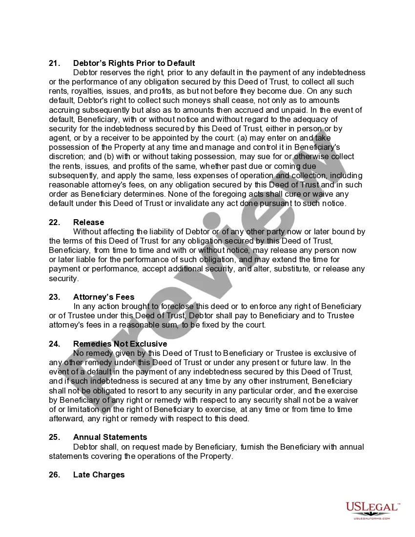 Preview Amended and Restated Deed of Trust Securing a Debt between Individuals