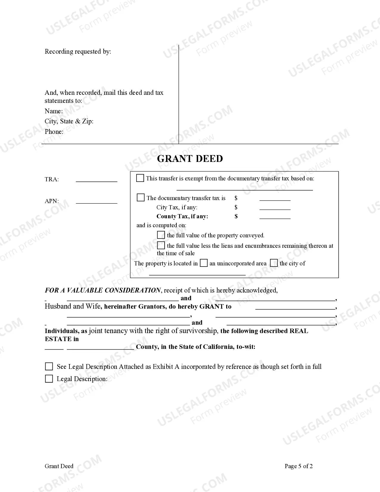 Preview Grant Deed - Two Grantors to Four Grantees