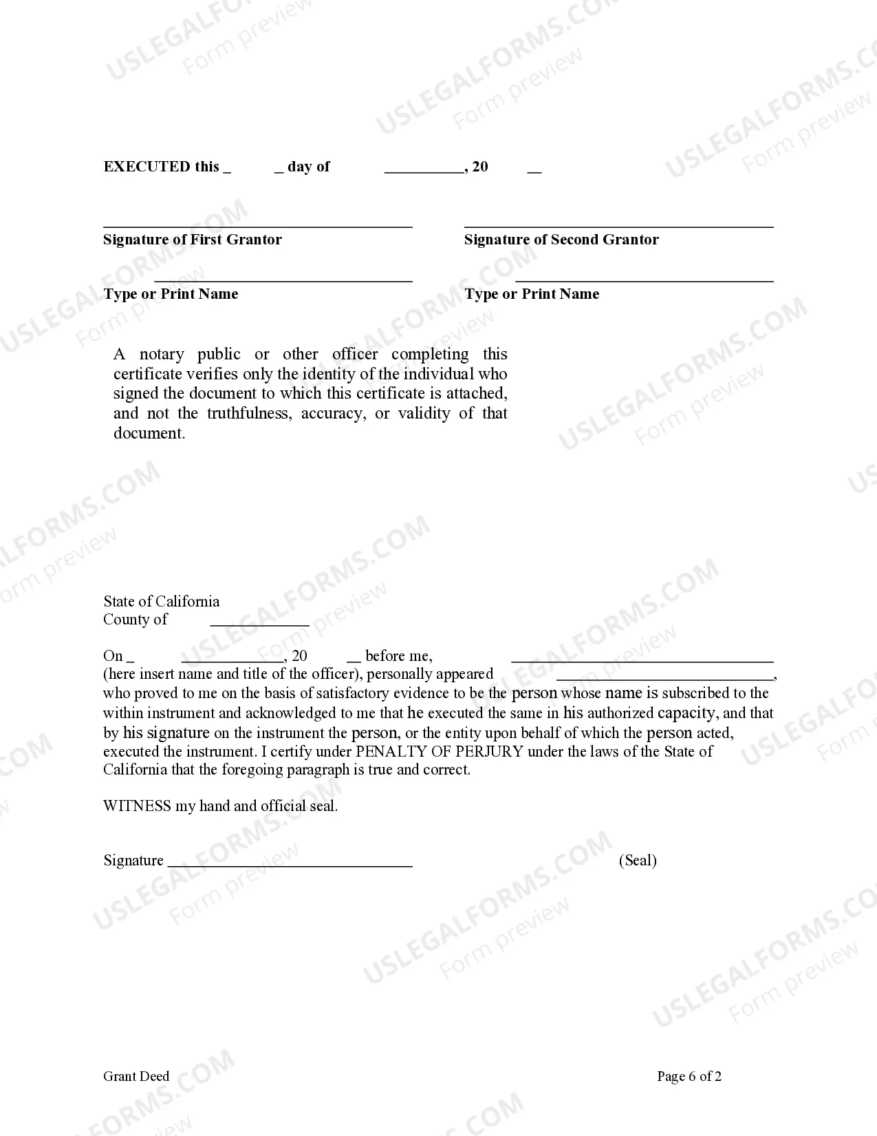 Preview Grant Deed - Two Grantors to Four Grantees