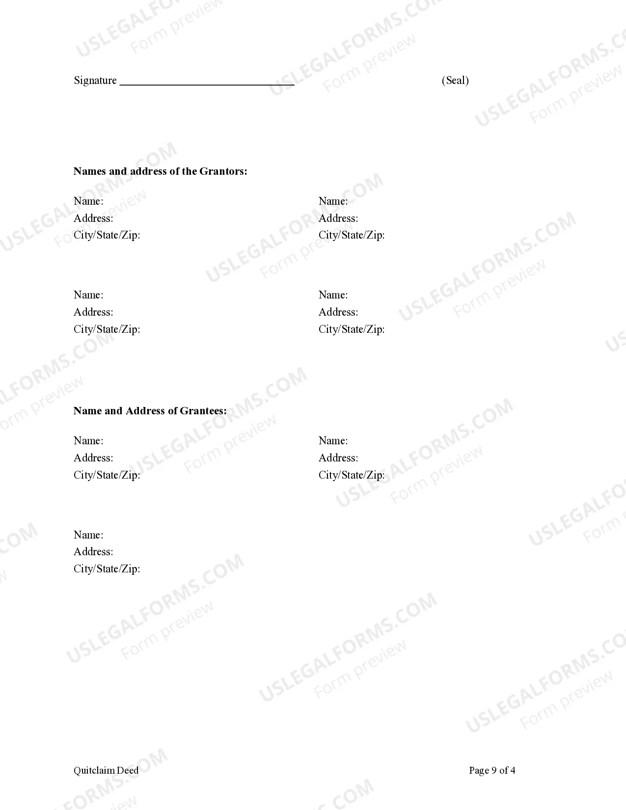 Preview Quitclaim Deed From Two Married Couples to One Married Couple and One Individual