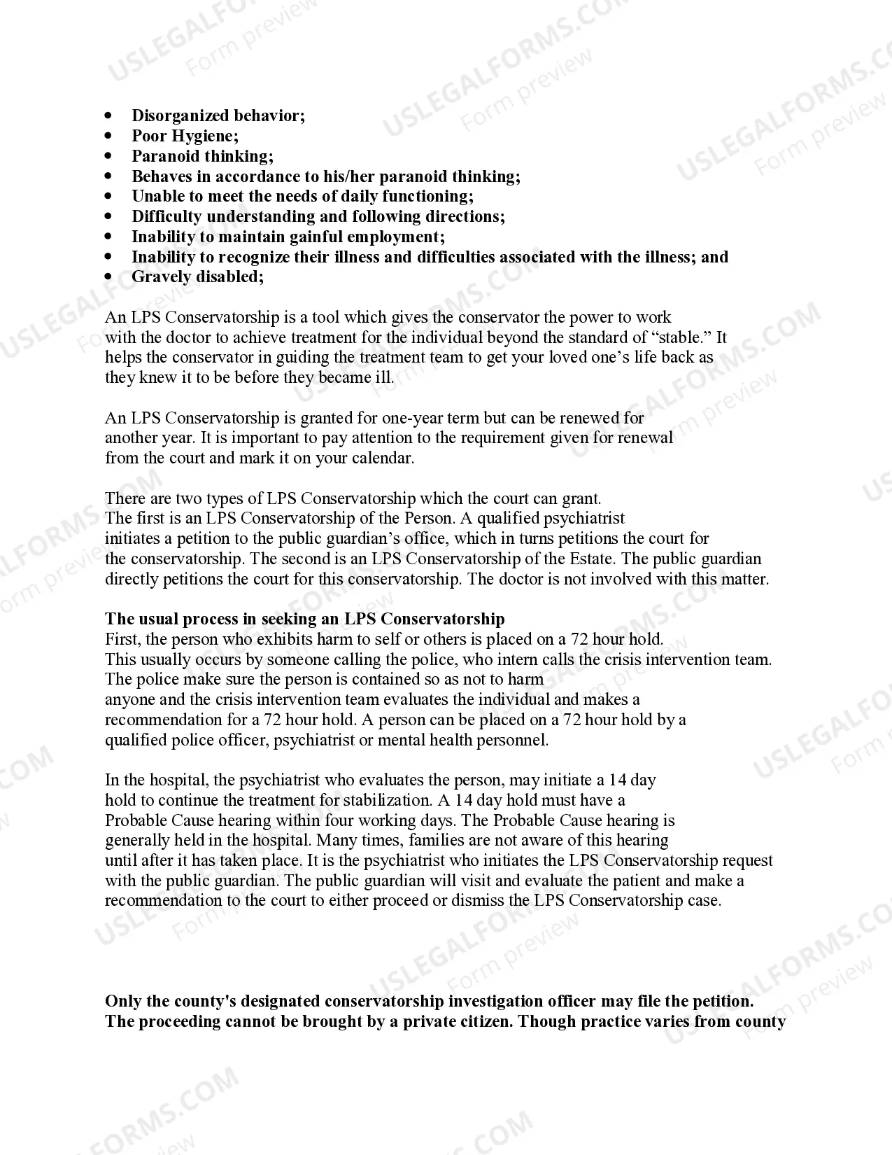 Preview Establishing an LPS Conservatorship in California - Murphy Conservatorship