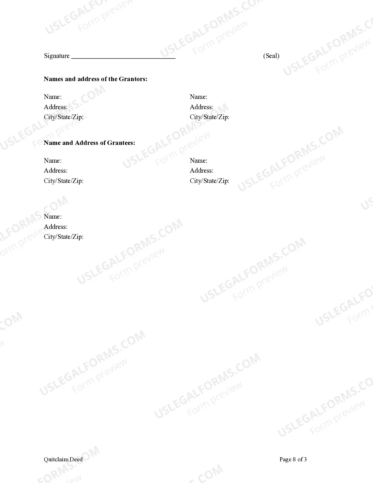 Preview Quitclaim Deed - Husband and Wife to Three Individuals