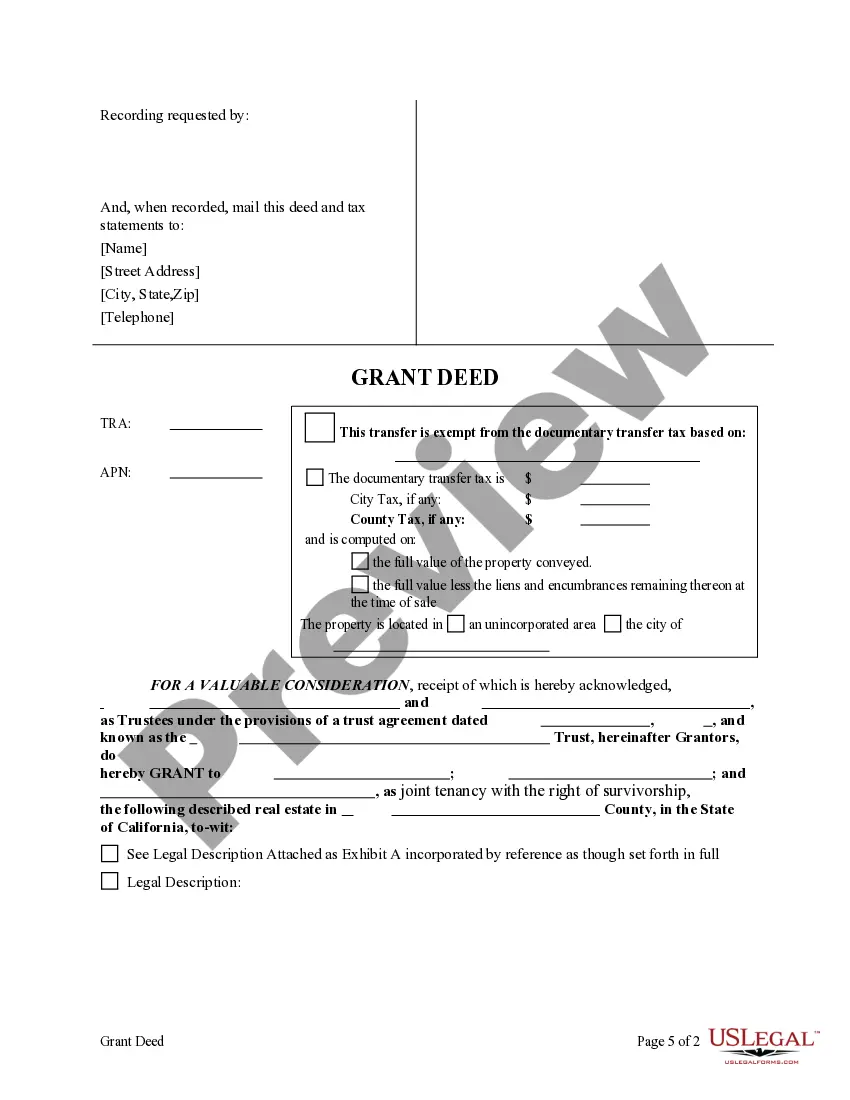 Preview Grant Deed - Trust (Two Trustees) to Three Individuals