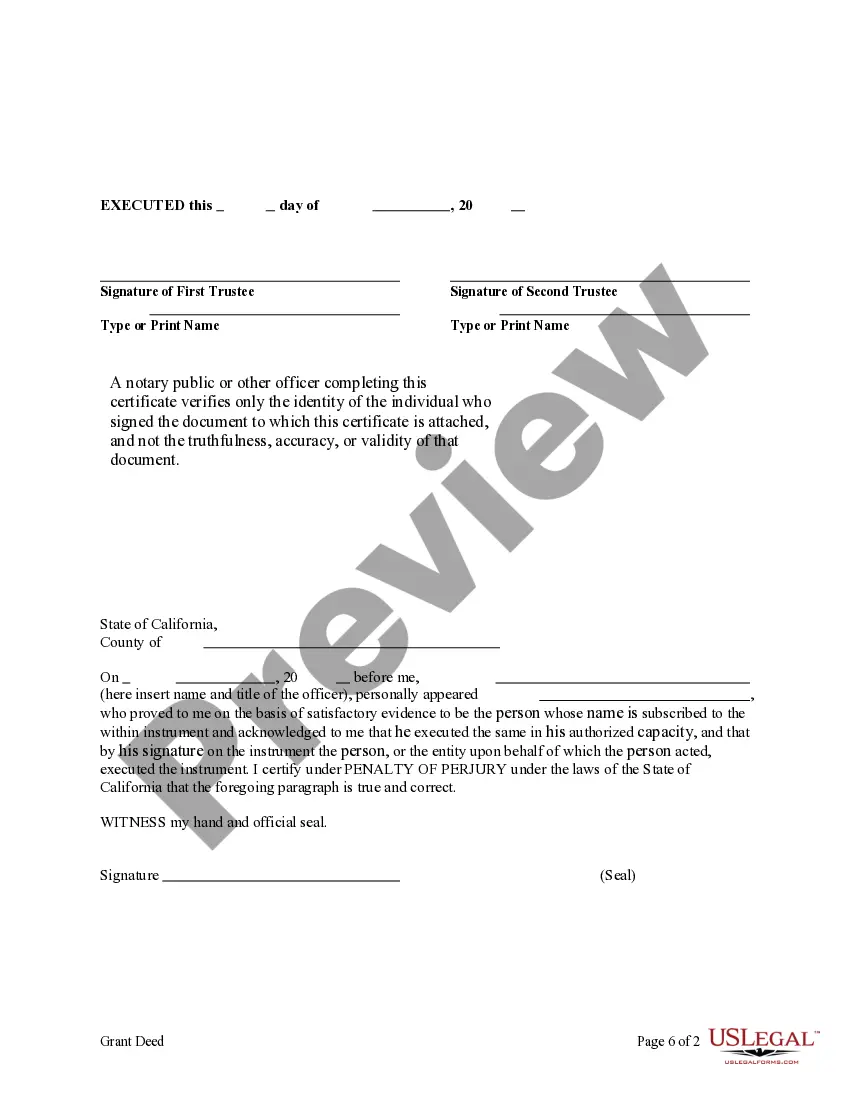 Preview Grant Deed - Trust (Two Trustees) to Three Individuals