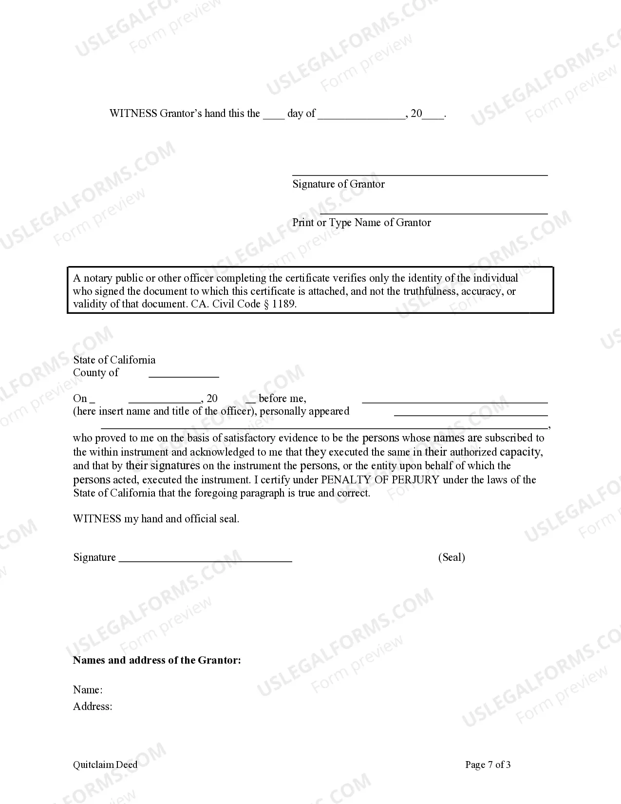 Preview Quitclaim Deed - Individual to Six Individuals