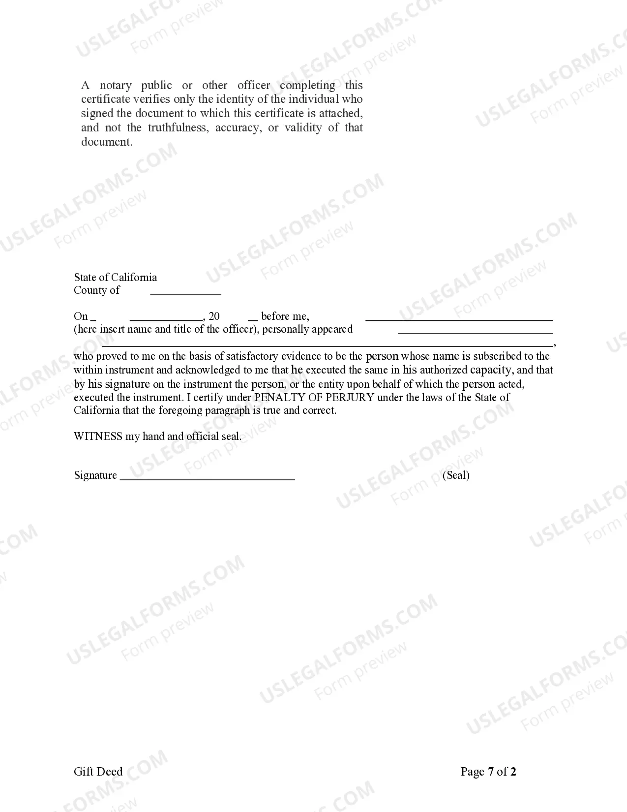 Preview Gift Deed - From Two Individual Grantors to Two Individual Grantees