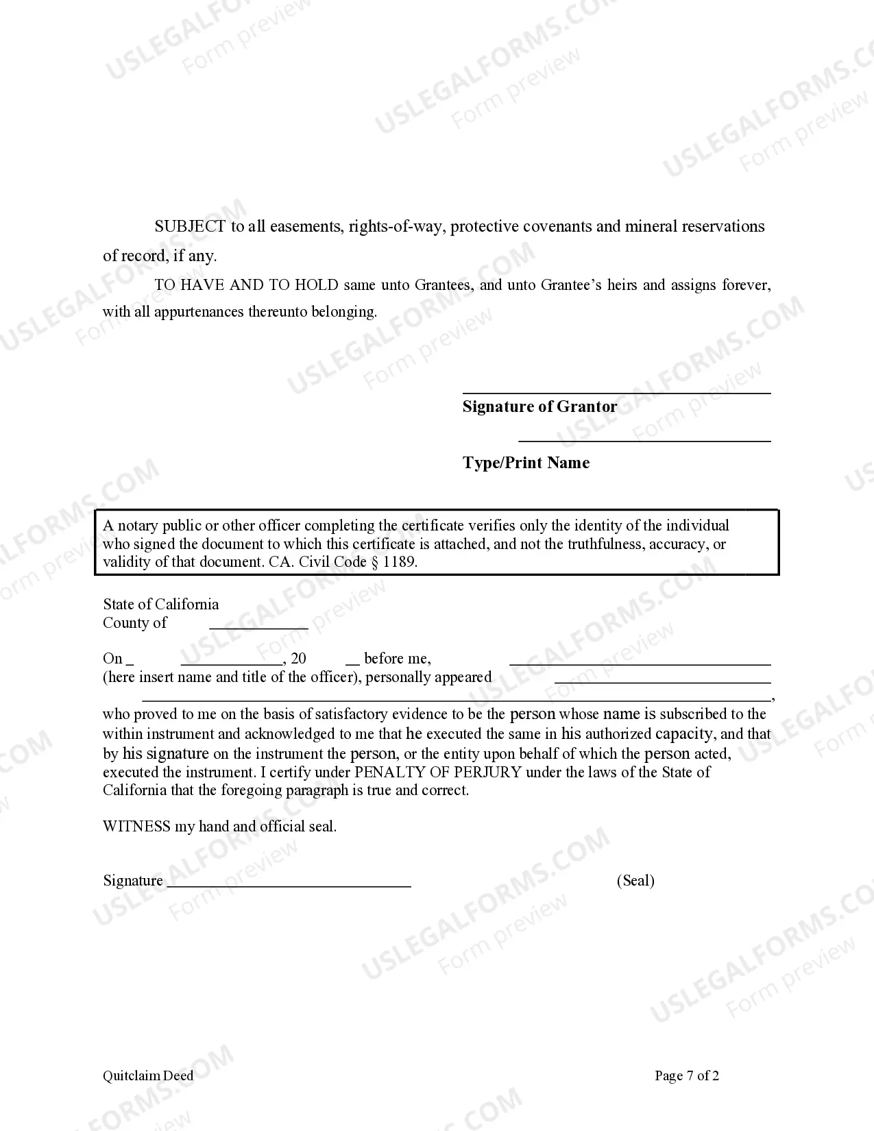 Preview Quitclaim Deed - Wife to Herself and Husband