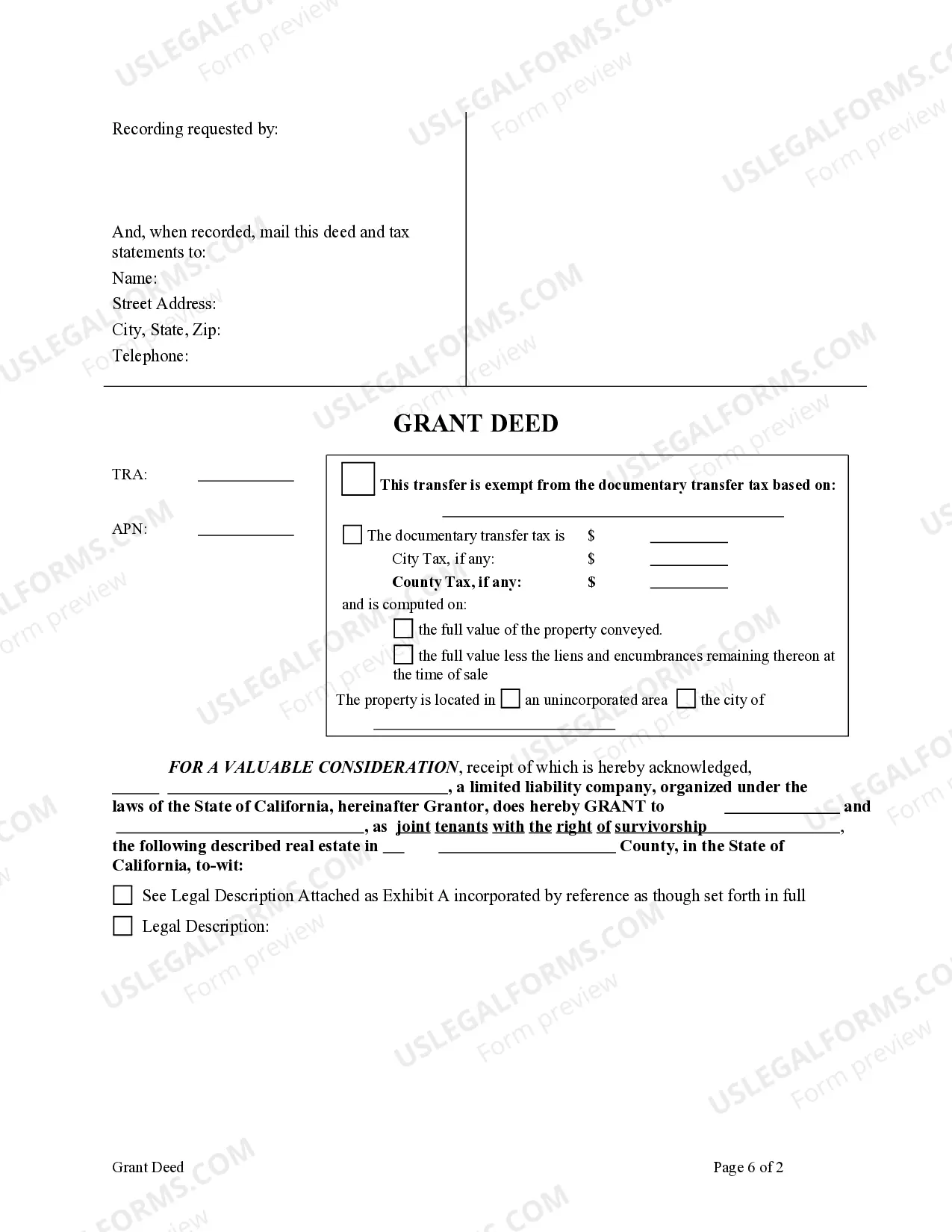 Preview Grant Deed - Limited Liability Company to Two Individuals