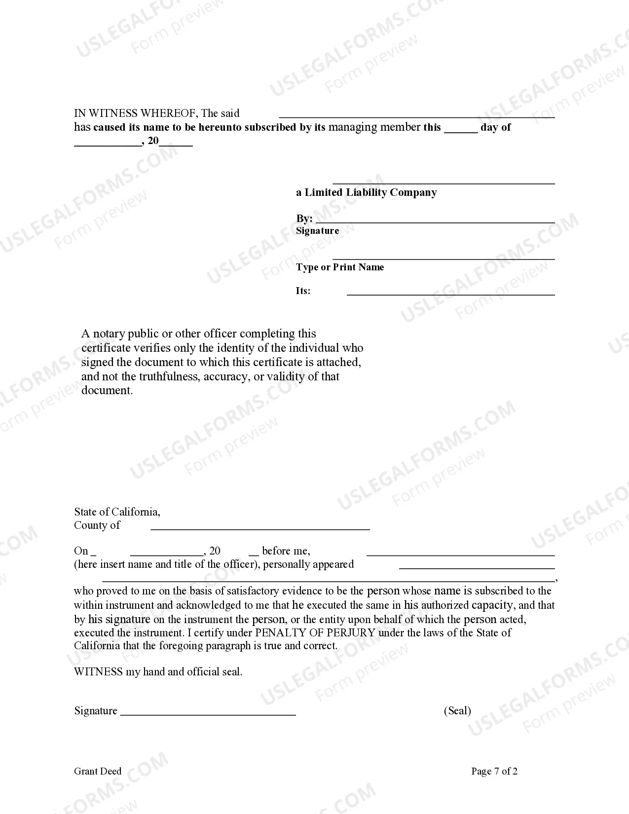 Preview Grant Deed - Limited Liability Company to Two Individuals