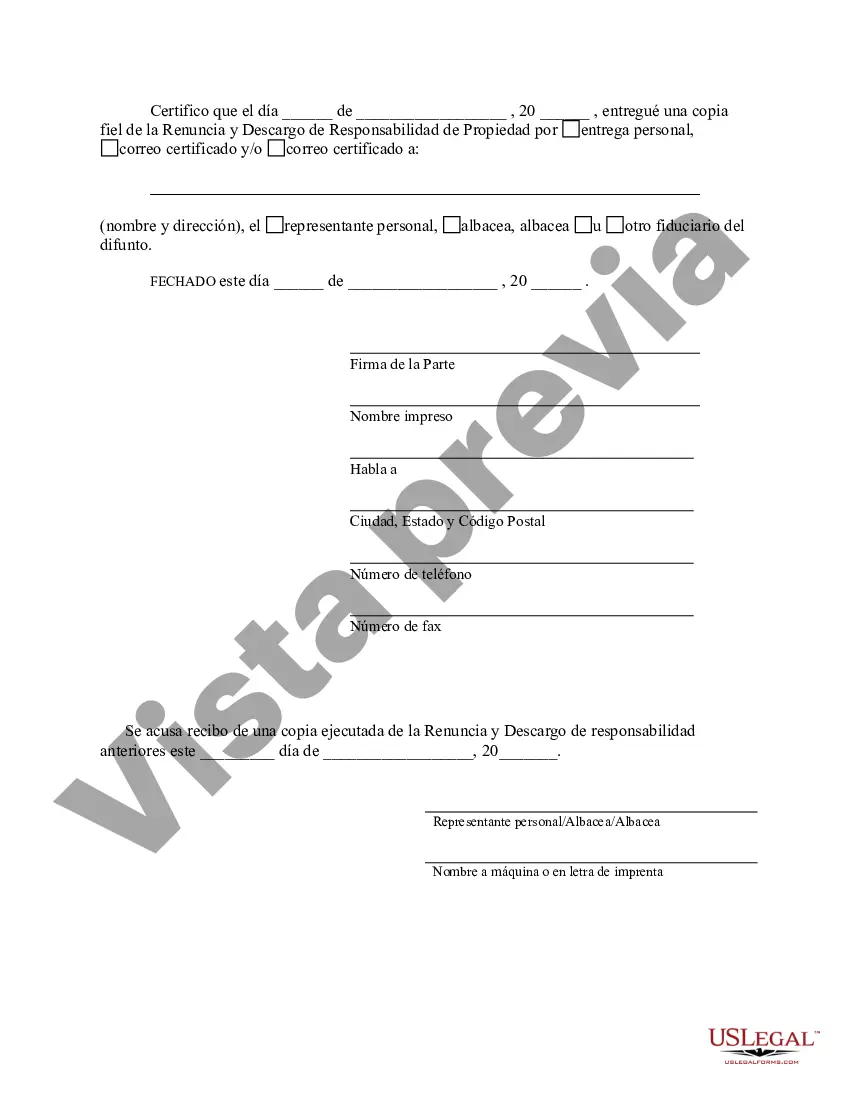 Preview Renuncia y descargo de responsabilidad de California de la propiedad del contrato de seguro de vida o anualidad