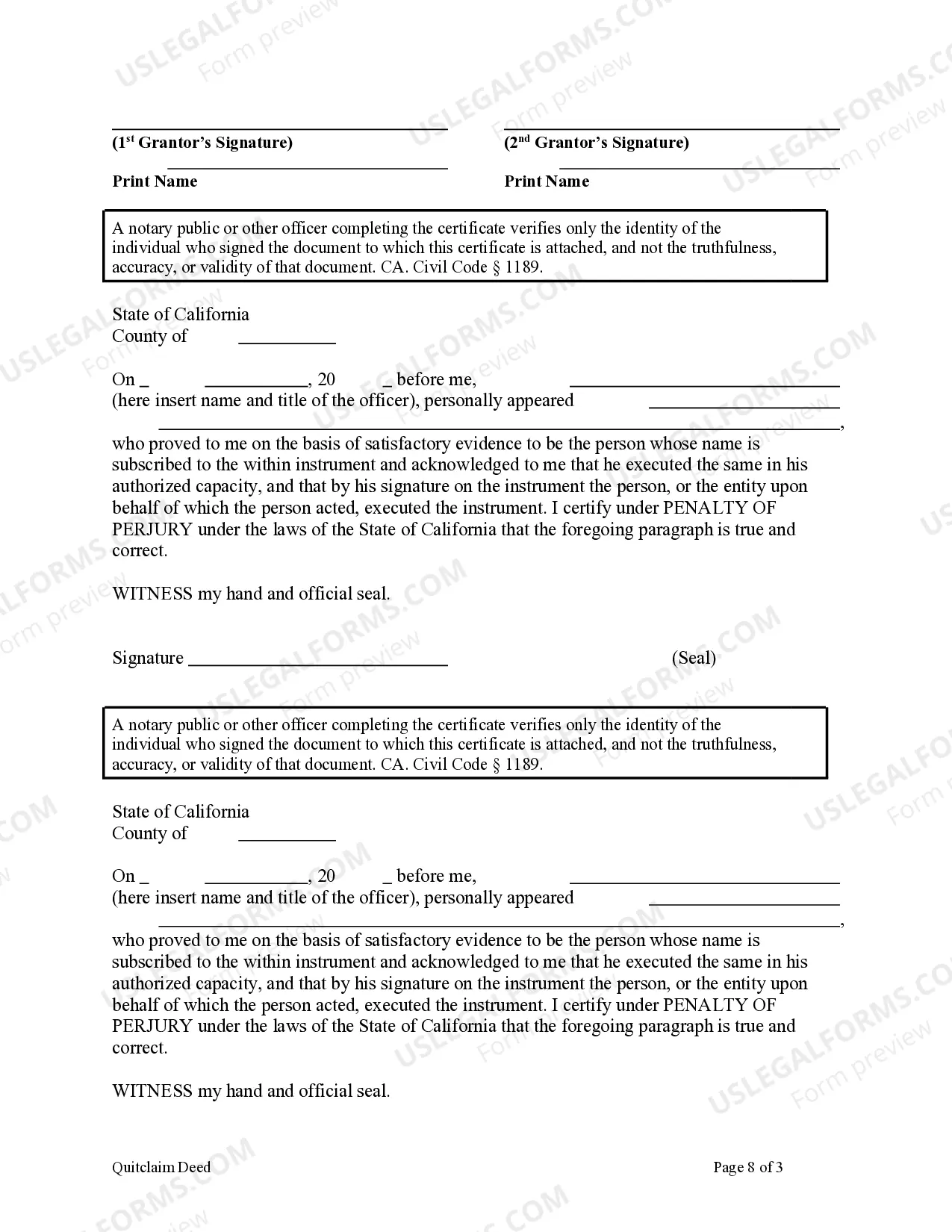 Preview Enhanced Life Estate or Lady Bird Quitclaim Deed from Two Individuals, or Husband and Wife, to Two Individuals, or Husband and Wife