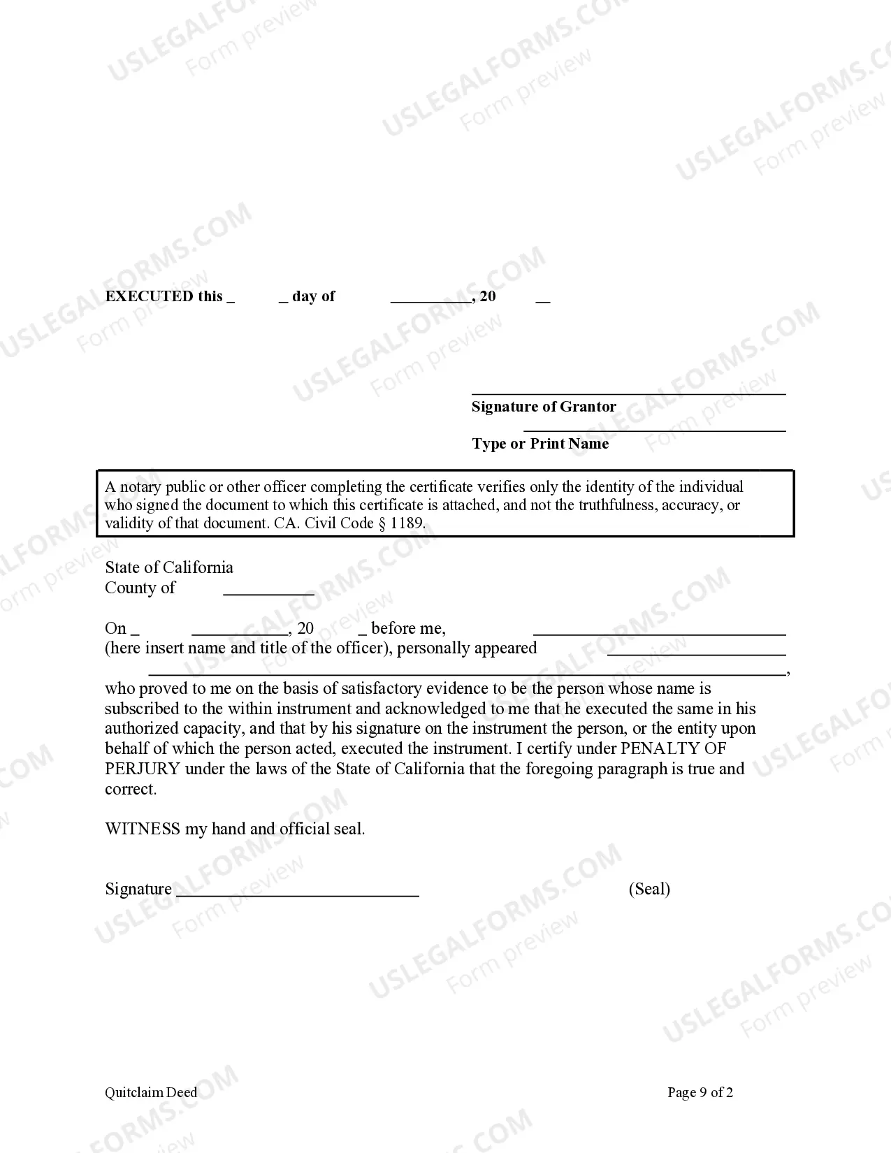 Preview Quitclaim Deed - Individual Grantor to Two Individual Grantees