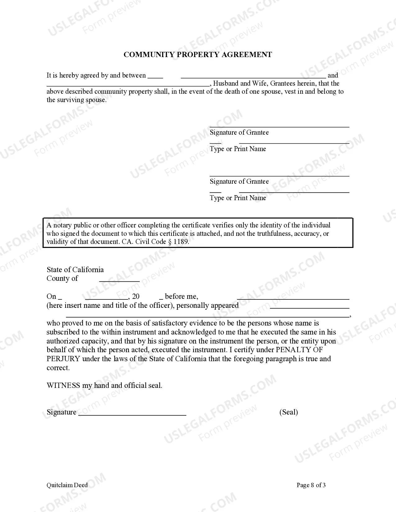 Preview Quitclaim Deed from a Limited Liability Company to a Husband and Wife