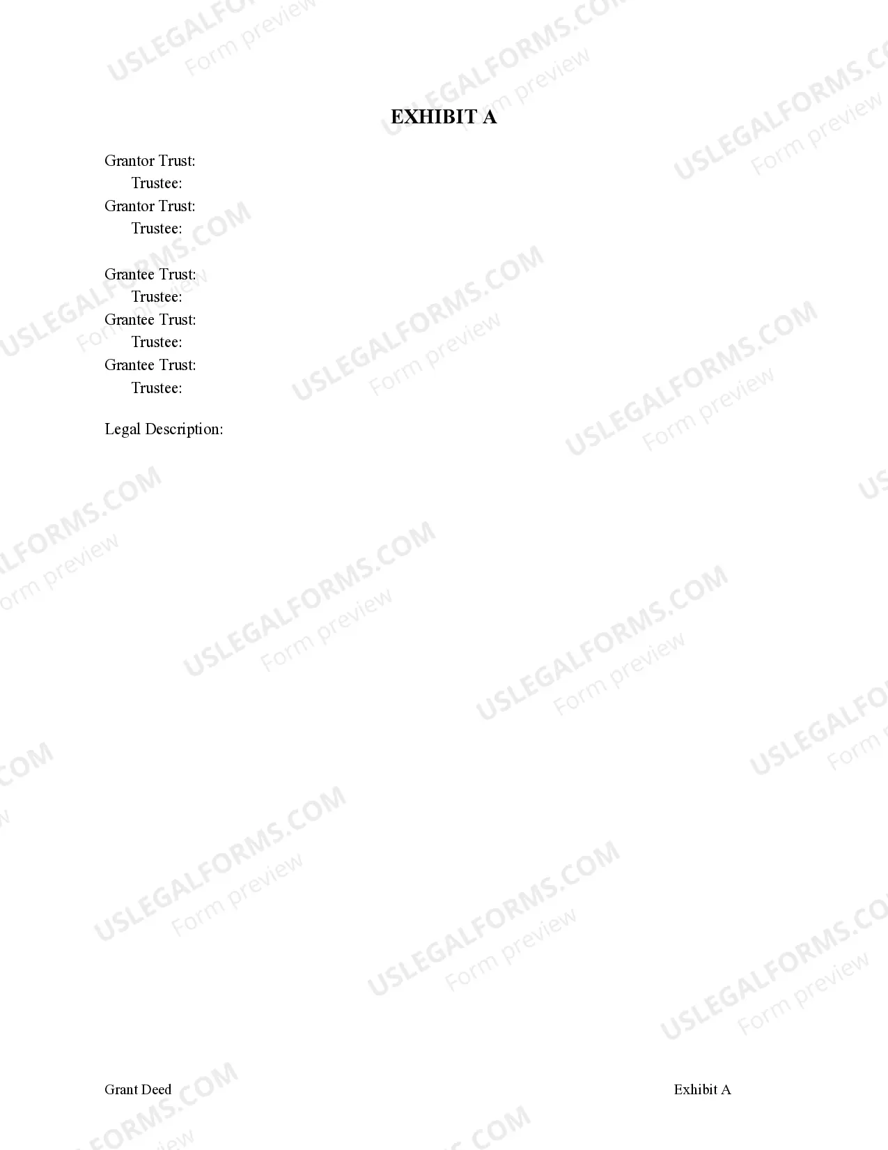 Preview Grant Deed from Two Trusts to Three Trusts.