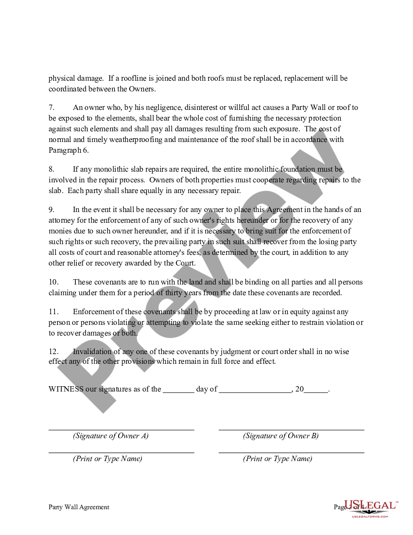 Party Wall Agreement Template Without Surveyor US Legal Forms