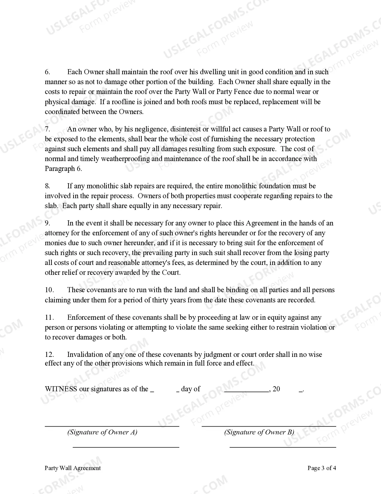 Preview Party Wall Agreement