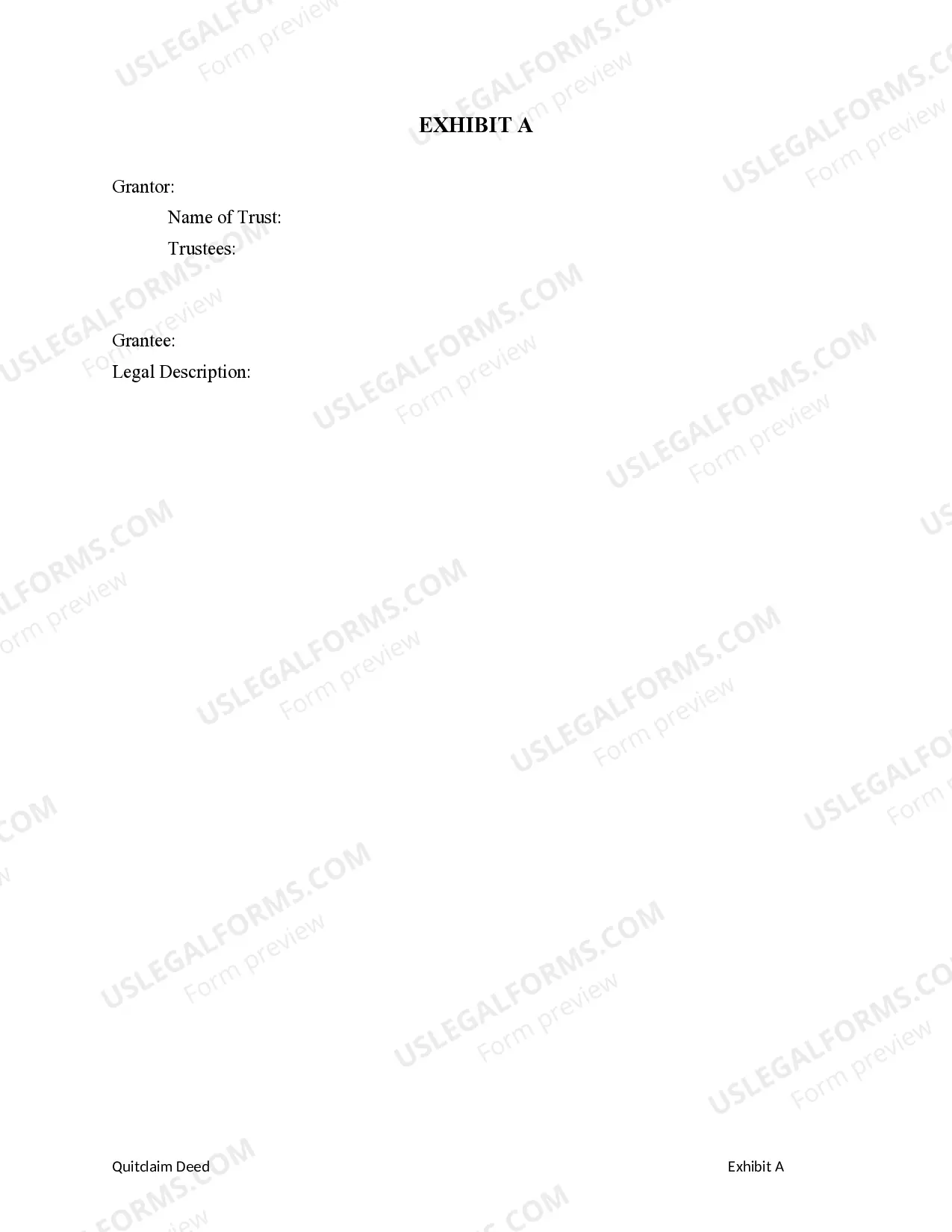 Preview Quitclaim Deed - Trust (Two Trustees) to an Individual