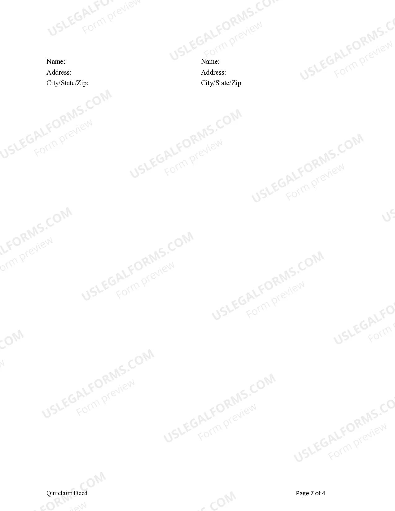 Preview Quitclaim Deed from Husband, Wife and an Individual to Husband and Wife