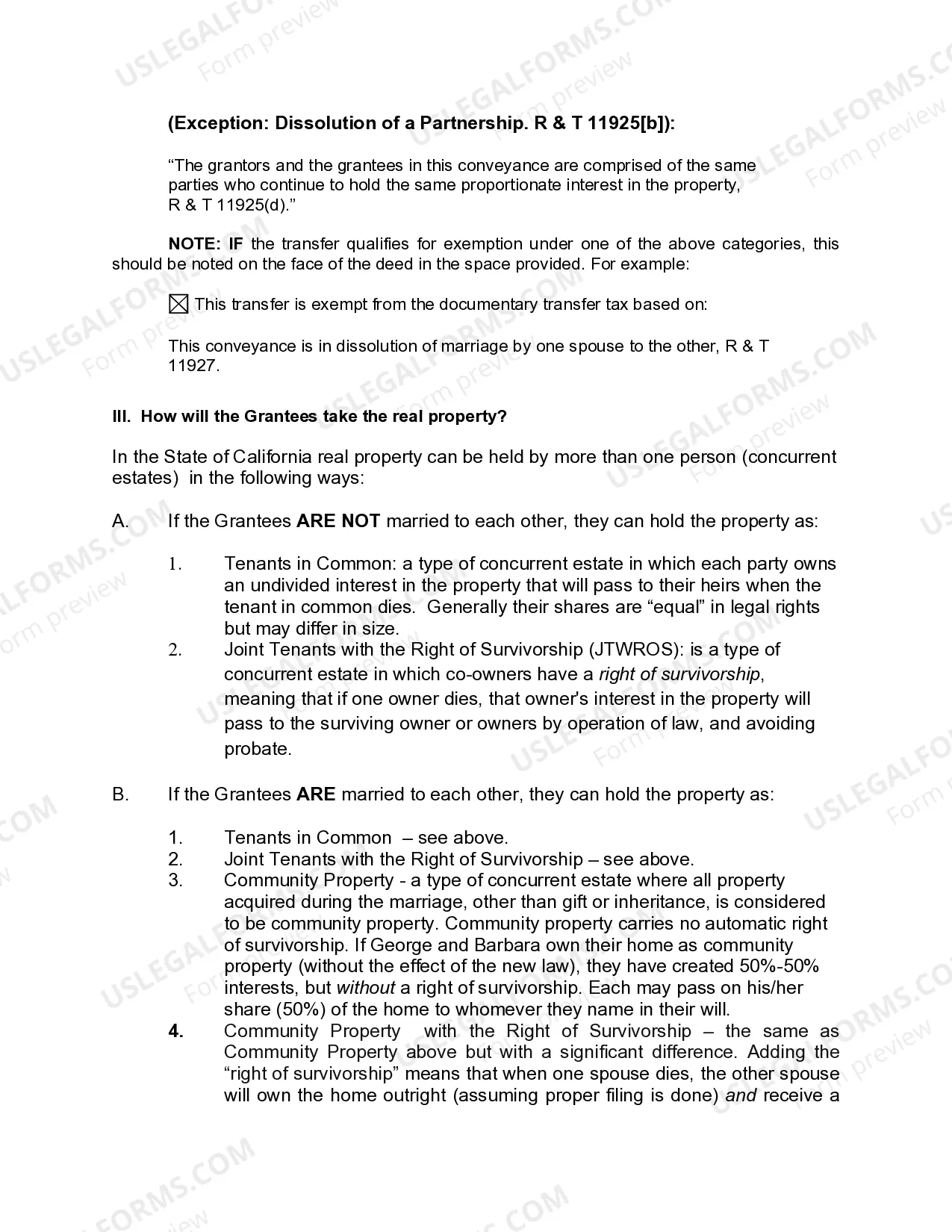 Preview Enhanced Life Estate or Lady Bird Grant Deed from an Individual to Three Individuals