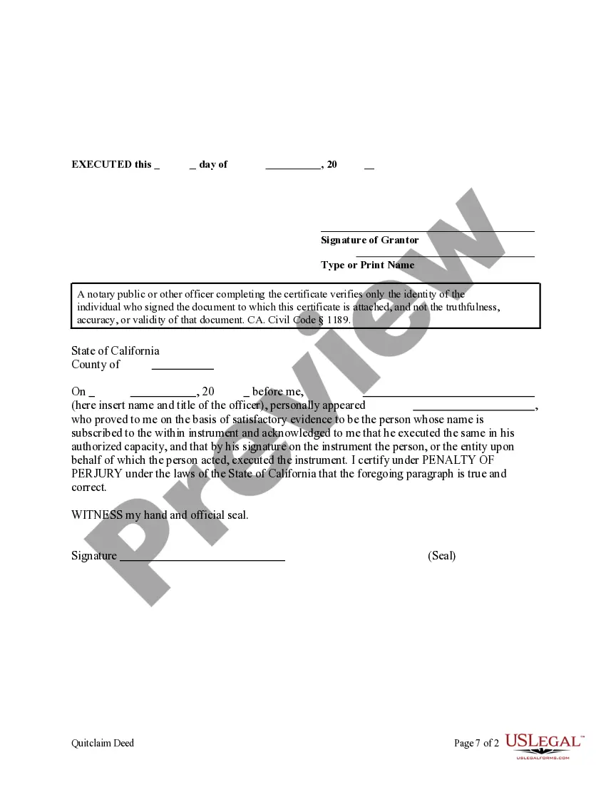 Preview Quitclaim Deed from an Individual to Two Individuals