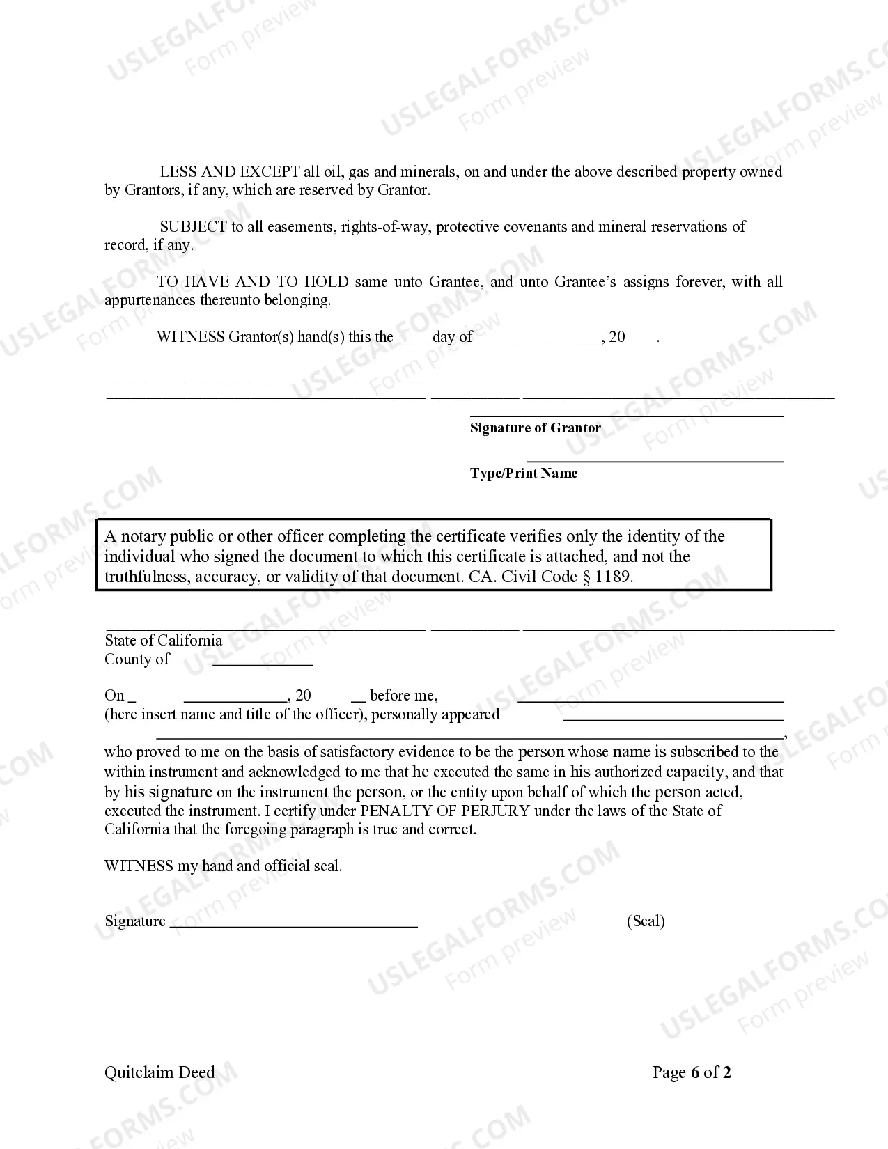Preview Quitclaim Deed from Individual to Corporation