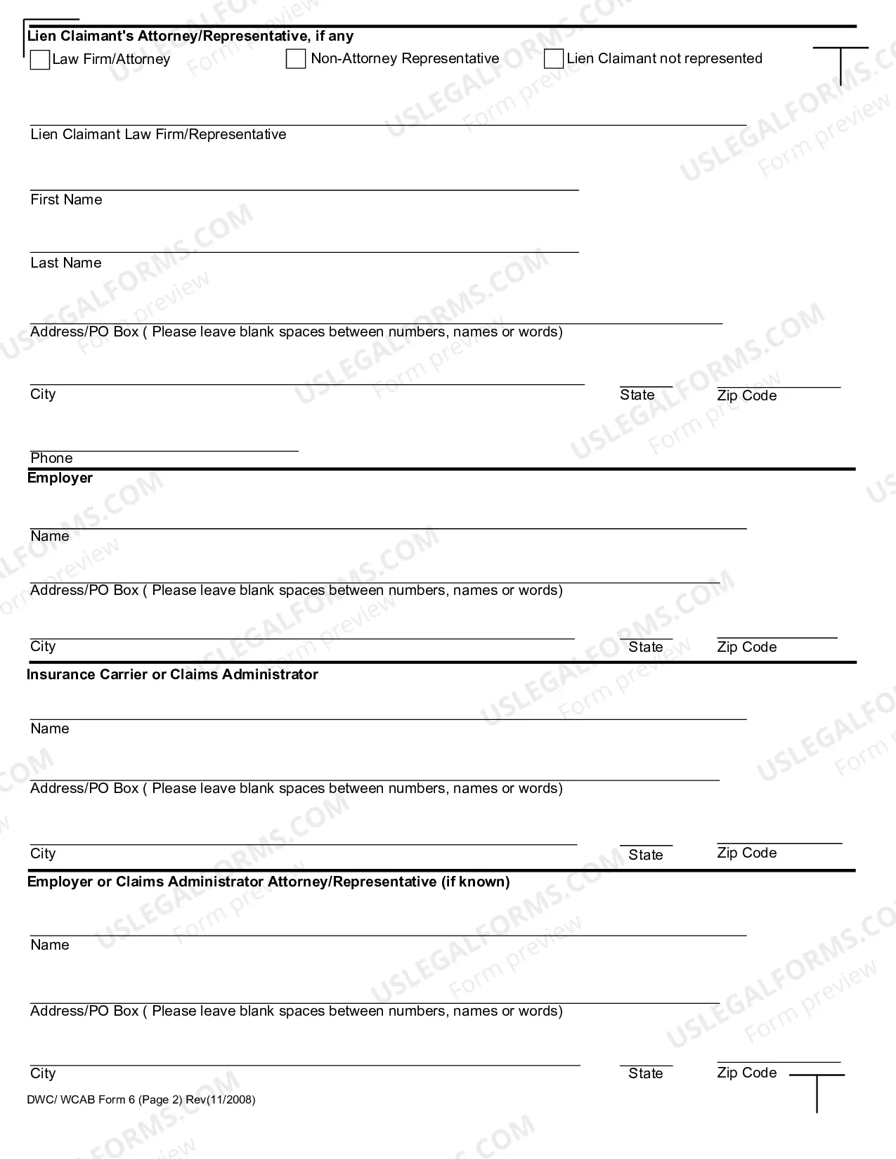 Preview Notice and Request for Allowance of Lien for Workers' Compensation