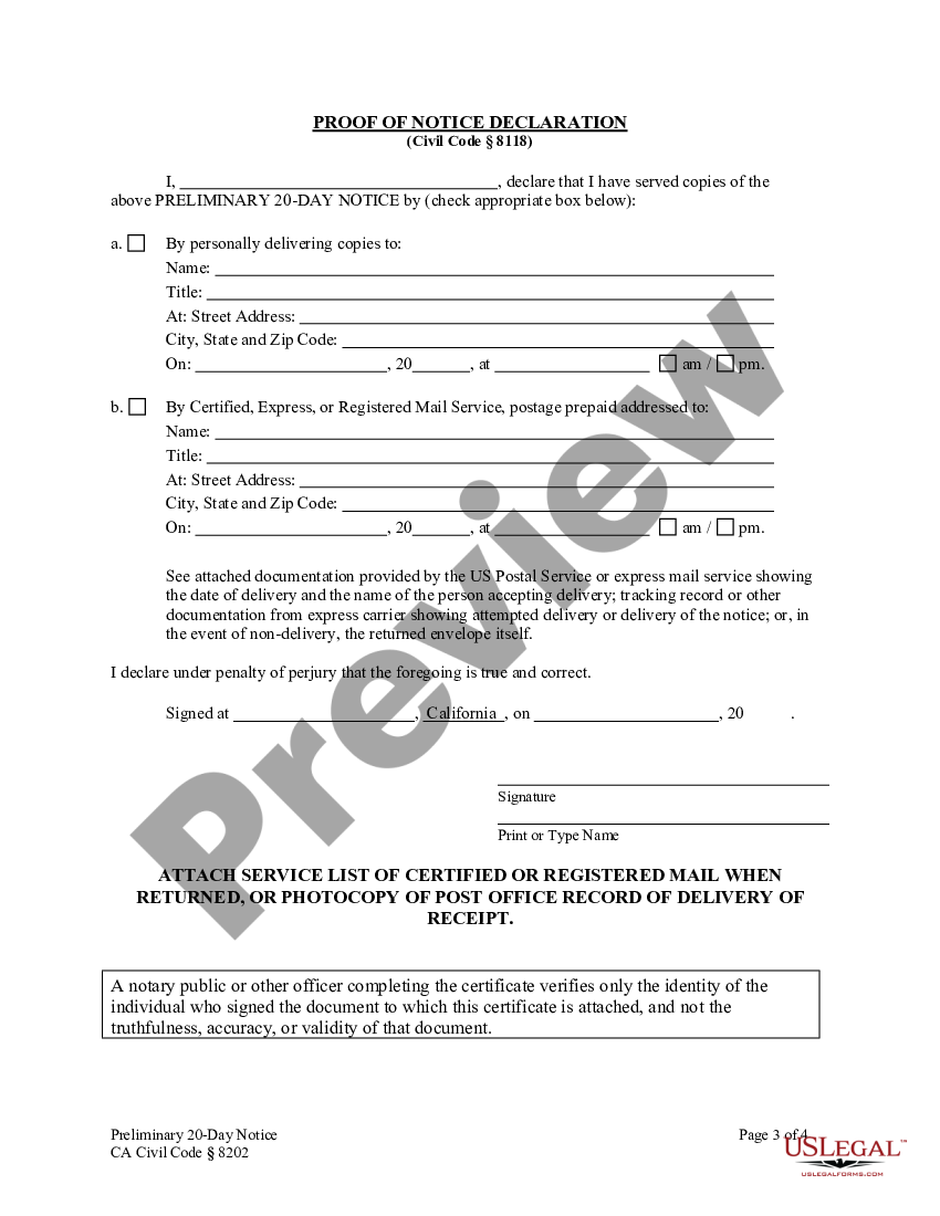 Fast Link PDF Book California 20 Day Preliminary Notice Form For Private