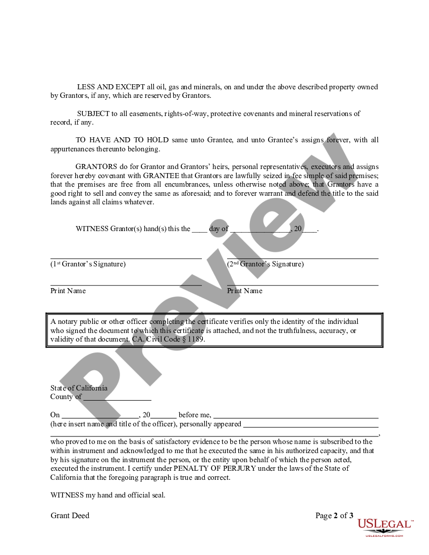 Sacramento California Grant Deed from Husband and Wife to LLC - Husband ...