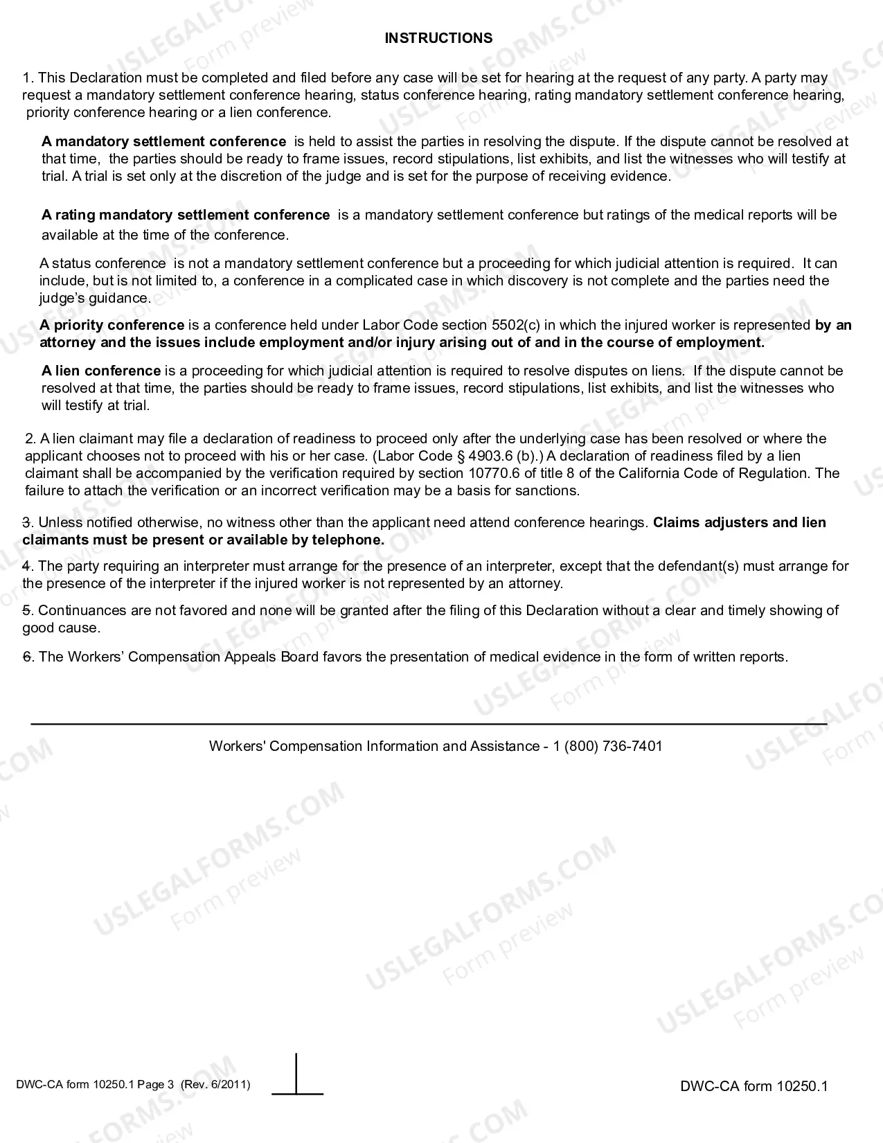 Preview Declaration of Readiness to Proceed for Workers' Compensation
