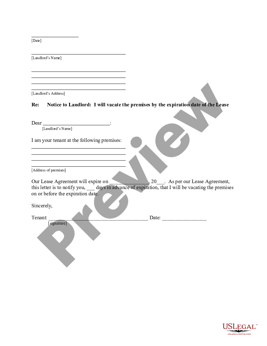 California Letter From Tenant To Landlord For 30 Day Notice To Landlord 